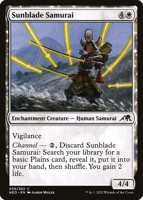 Sunblade Samurai - Kamigawa: Neon Dynasty (#39) - Illustrated by Aaron Miller - Magic: The Gathering Card