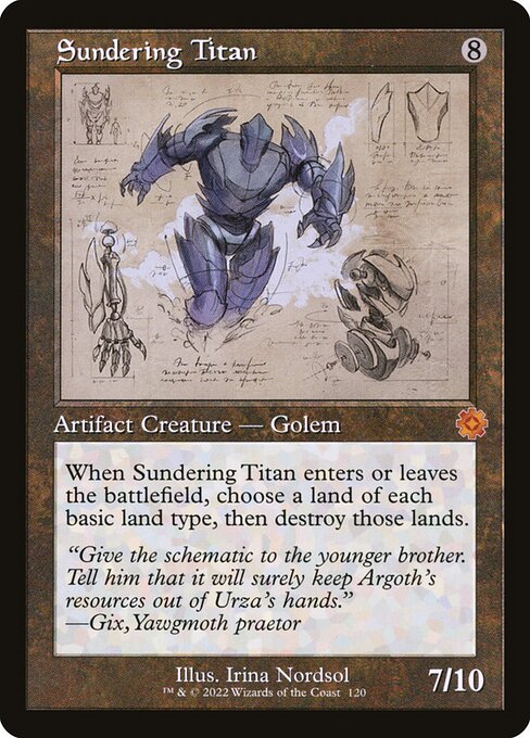 Titã Esfacelador (Sundering Titan) - The Brothers' War Retro Artifacts (#120) - Illustrated by Irina Nordsol - Magic: The Gathering Card