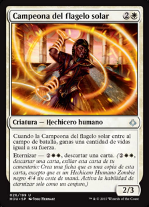 태양재앙 투사 (Sunscourge Champion) - Hour of Devastation (#26) - Illustrated by Josu Hernaiz - Magic: The Gathering Card
