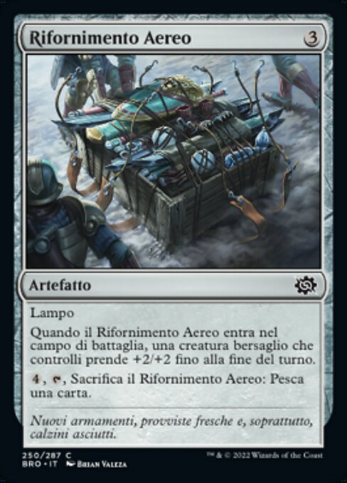 Rifornimento Aereo (Supply Drop) - The Brothers' War (#250) - Illustrated by Brian Valeza - Magic: The Gathering Card