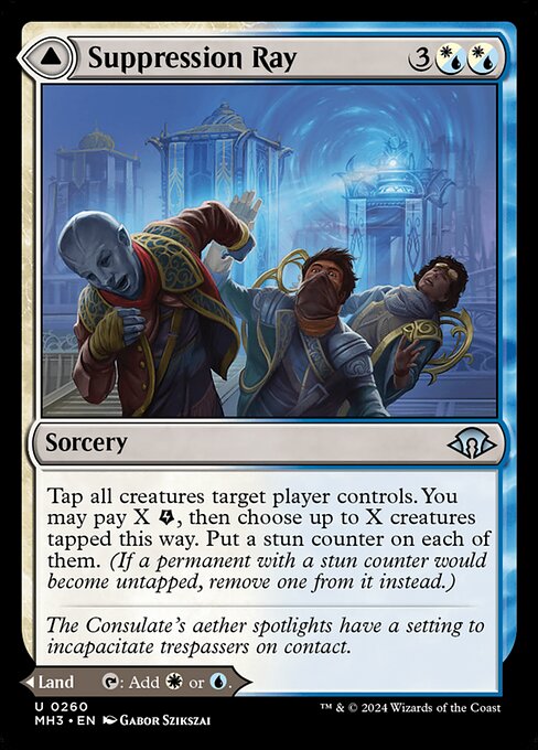 Suppression Ray // Orderly Plaza - Modern Horizons 3 (#260) - Illustrated by Gabor Szikszai - Magic: The Gathering Card
