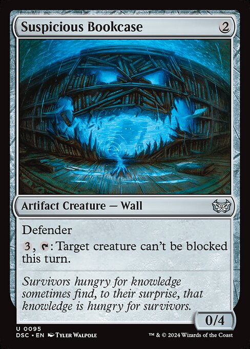 Bibliothèque suspecte (Suspicious Bookcase) - Duskmourn: House of Horror Commander (#95) - Illustrated by Tyler Walpole - Magic: The Gathering Card