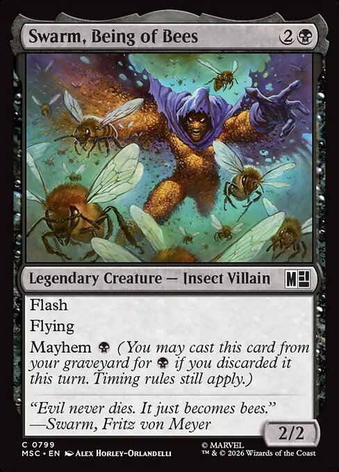 Swarm, Being of Bees - Marvel Super Heroes Commander (#799) - Illustrated by Alex Horley-Orlandelli - Magic: The Gathering Card