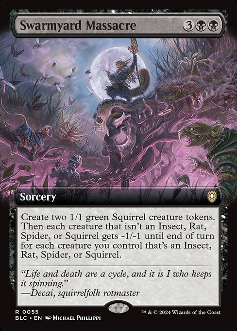 Massacre de la grouilletière (Swarmyard Massacre) - Bloomburrow Commander (#20) - Illustrated by Michael Phillippi - Magic: The Gathering Card