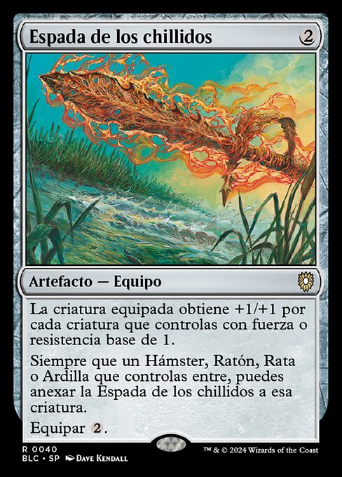 Schwert der Fiepsenden (Sword of the Squeak) - Bloomburrow Commander (#72) - Illustrated by Dave Kendall - Magic: The Gathering Card