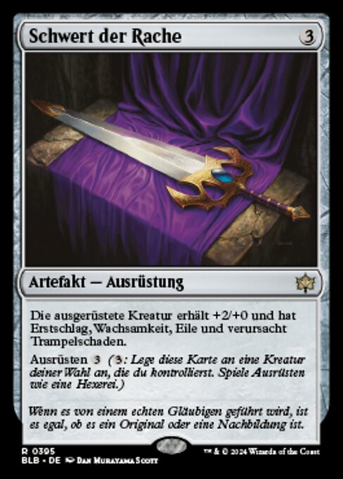 執念の剣 (Sword of Vengeance) - Bloomburrow (#395) - Illustrated by Dan Murayama Scott - Magic: The Gathering Card