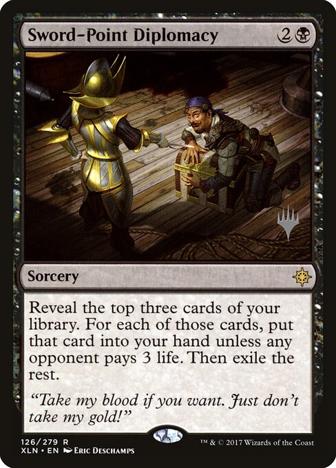 Diplomatie à l'épée (Sword-Point Diplomacy) - Ixalan (#126) - Illustrated by Eric Deschamps - Magic: The Gathering Card