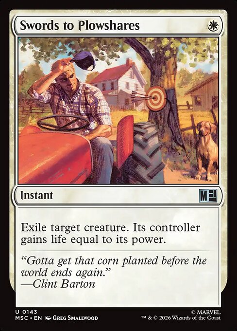 Swords to Plowshares - Marvel Super Heroes Commander (#143) - Illustrated by Greg Smallwood - Magic: The Gathering Card