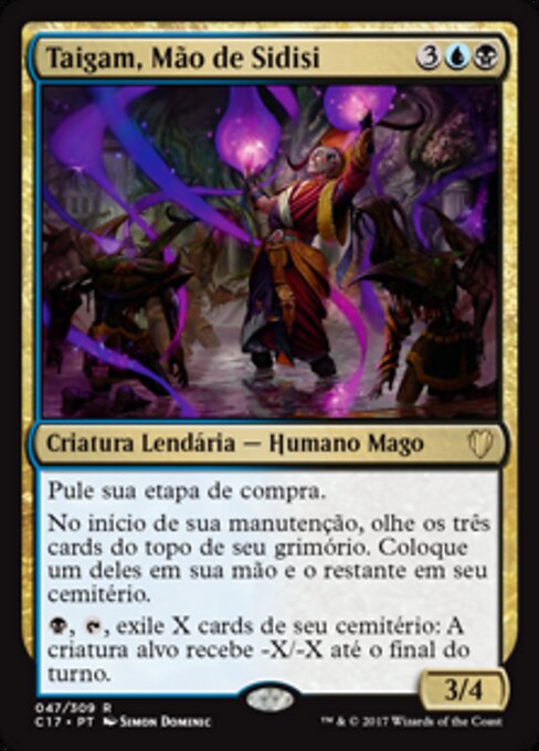 Taigam, Mão de Sidisi (Taigam, Sidisi's Hand) - Commander 2017 (#47) - Illustrated by Simon Dominic - Magic: The Gathering Card