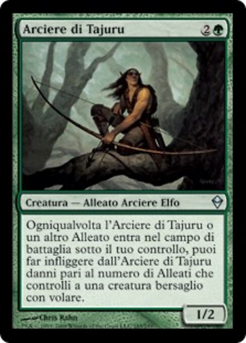 タジュールの射手 (Tajuru Archer) - Zendikar (#185) - Illustrated by Chris Rahn - Magic: The Gathering Card