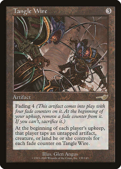 Tangle Wire - Nemesis (#139) - Illustrated by Glen Angus - Magic: The Gathering Card