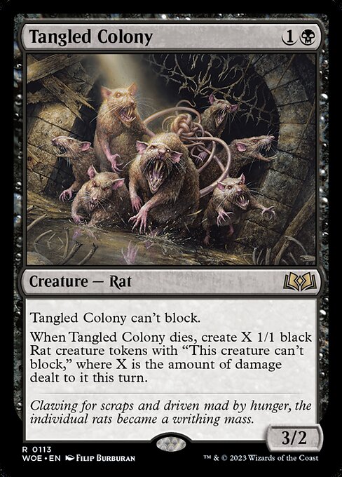 纠结鼠群 (Tangled Colony) - Wilds of Eldraine (#113) - Illustrated by Filip Burburan - Magic: The Gathering Card