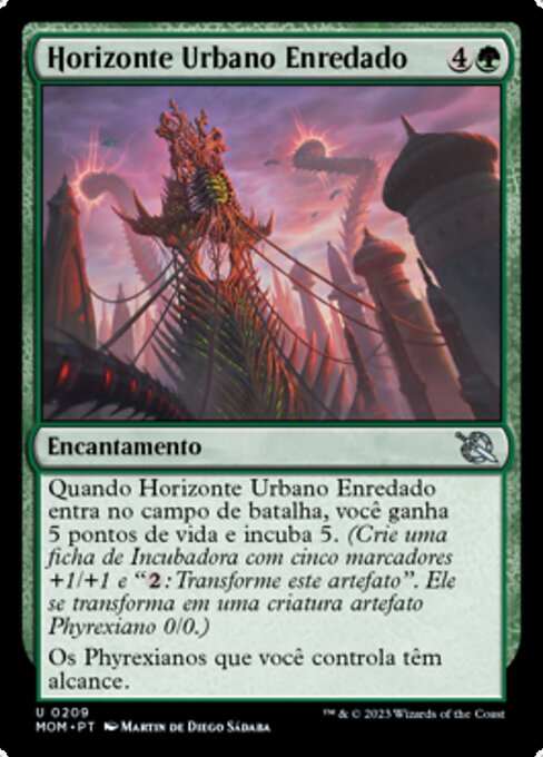 Horizonte Urbano Enredado (Tangled Skyline) - March of the Machine (#209) - Illustrated by Martin de Diego Sádaba - Magic: The Gathering Card