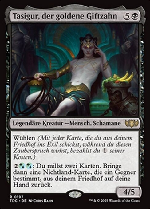 Tasigur, der goldene Giftzahn (Tasigur, the Golden Fang) - Fate Reforged (#87) - Illustrated by Chris Rahn - Magic: The Gathering Card