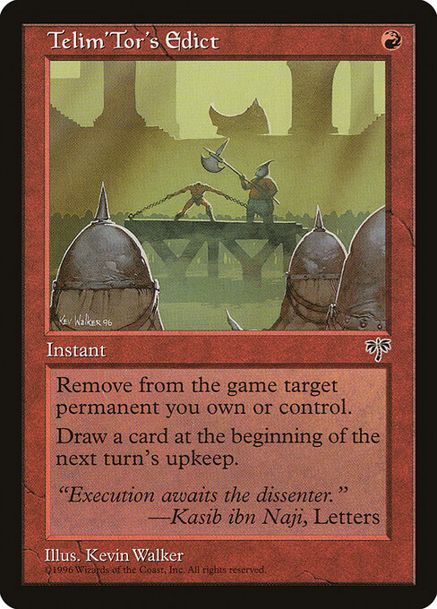 Edicto de Telim'Tor (Telim'Tor's Edict) - Mirage (#198) - Illustrated by Kev Walker - Magic: The Gathering Card