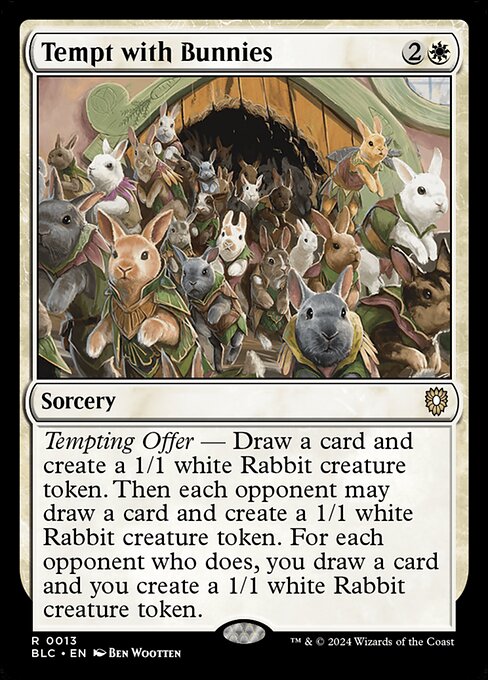 Tempt with Bunnies - Bloomburrow Commander (#13) - Illustrated by Ben Wootten - Magic: The Gathering Card