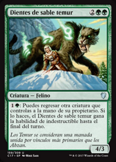 Dientes de sable temur (Temur Sabertooth) - Commander 2017 (#159) - Illustrated by Mike Sass - Magic: The Gathering Card