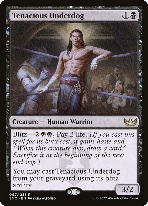 Tenacious Underdog - Streets of New Capenna (#97) - Illustrated by Zara Alfonso - Magic: The Gathering Card