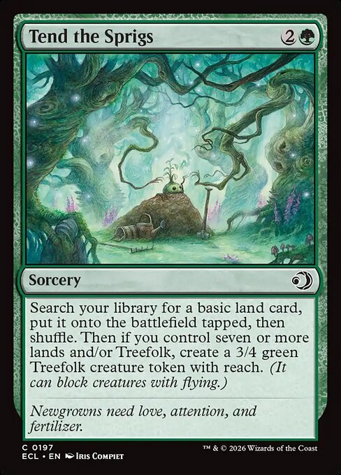 Cuidar de las ramitas (Tend the Sprigs) - Lorwyn Eclipsed (#197) - Illustrated by Iris Compiet - Magic: The Gathering Card