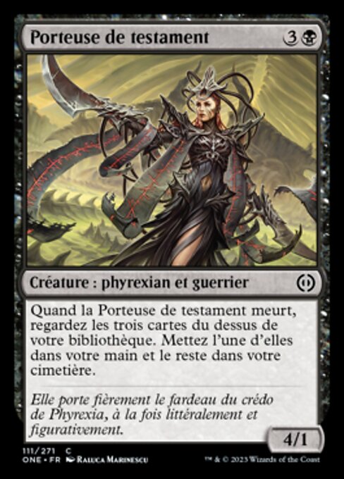 负约徒 (Testament Bearer) - Phyrexia: All Will Be One (#111) - Illustrated by Raluca Marinescu - Magic: The Gathering Card