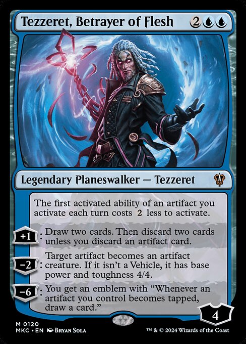 Tezzeret, Betrayer of Flesh - Murders at Karlov Manor Commander (#120) - Illustrated by Bryan Sola - Magic: The Gathering Card