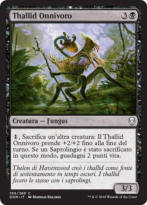 雑食のサリッド (Thallid Omnivore) - Dominaria (#106) - Illustrated by Mathias Kollros - Magic: The Gathering Card