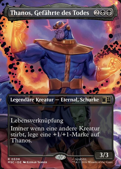 Thanos, Gefährte des Todes (Thanos, Death's Consort) - Marvel Super Heroes Commander (#508) - Illustrated by Kieran Yanner - Magic: The Gathering Card