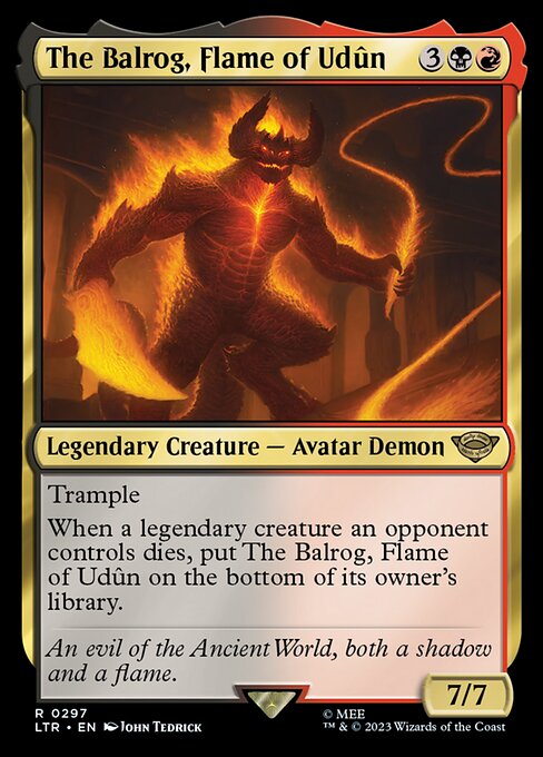 The Balrog, Flame of Udûn - The Lord of the Rings: Tales of Middle-earth (#297) - Illustrated by John Tedrick - Magic: The Gathering Card