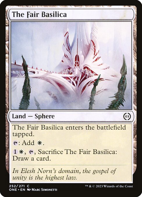 La Basílica Pálida (The Fair Basilica) - Phyrexia: All Will Be One (#252) - Illustrated by Marc Simonetti - Magic: The Gathering Card