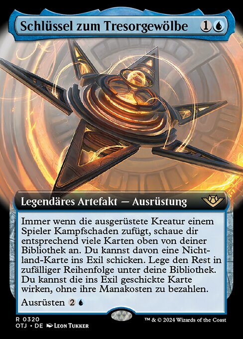 Schlüssel zum Tresorgewölbe (The Key to the Vault) - Outlaws of Thunder Junction (#320) - Illustrated by Leon Tukker - Magic: The Gathering Card