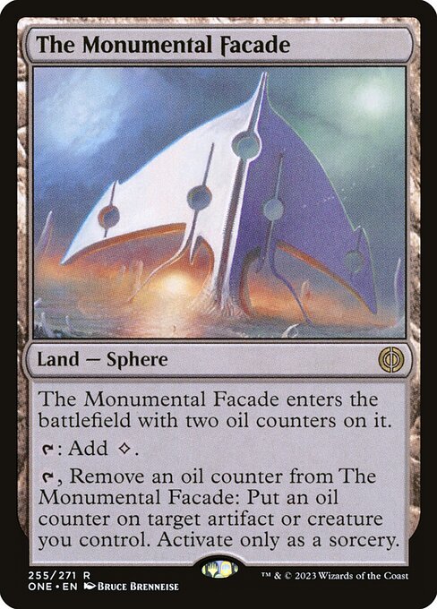 La Facciata Monumentale (The Monumental Facade) - Phyrexia: All Will Be One (#255) - Illustrated by Bruce Brenneise - Magic: The Gathering Card