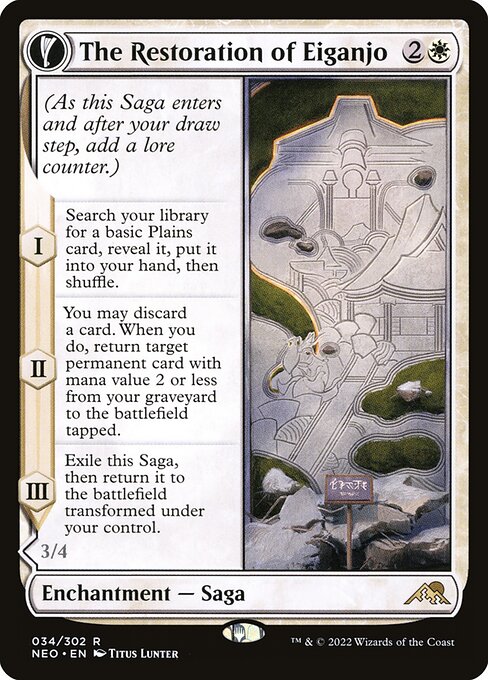 The Restoration of Eiganjo // Architect of Restoration - Kamigawa: Neon Dynasty (#34) - Illustrated by Titus Lunter - Magic: The Gathering Card