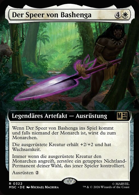 La Lance de Bashenga (The Spear of Bashenga) - Marvel Super Heroes Commander (#25) - Illustrated by Michael Machira - Magic: The Gathering Card