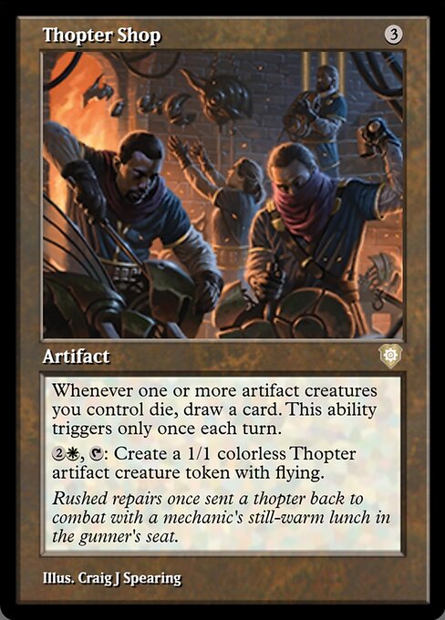 Atelier de mécanoptères (Thopter Shop) - The Brothers' War Commander (#66) - Illustrated by Craig J Spearing - Magic: The Gathering Card