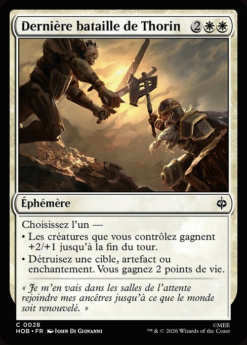 Dernière bataille de Thorin (Thorin's Last Stand) - The Hobbit (#28) - Illustrated by John Di Giovanni - Magic: The Gathering Card