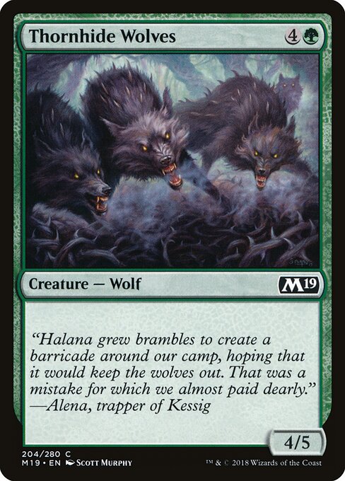 Thornhide Wolves - Core Set 2019 (#204) - Illustrated by Scott Murphy - Magic: The Gathering Card