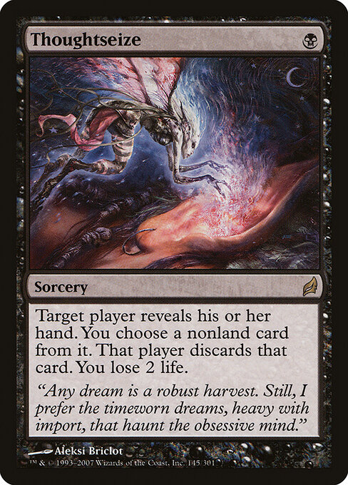 Capturar Pensamento (Thoughtseize) - Lorwyn (#145) - Illustrated by Aleksi Briclot - Magic: The Gathering Card