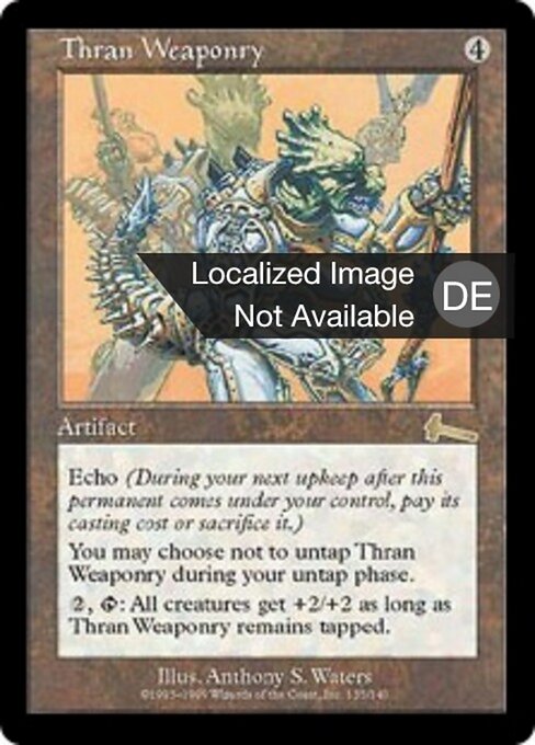 Armamento thran (Thran Weaponry) - Urza's Legacy (#135) - Illustrated by Anthony S. Waters - Magic: The Gathering Card