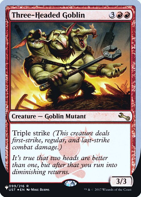 Three-Headed Goblin - The List (Unfinity Foil Edition) (#31) - Illustrated by Mike Burns - Magic: The Gathering Card