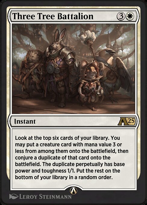 Three Tree Battalion - Alchemy: Bloomburrow (#4) - Illustrated by Leroy Steinmann - Magic: The Gathering Card