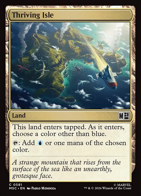 Thriving Isle - Marvel Super Heroes Commander (#581) - Illustrated by Pablo Mendoza - Magic: The Gathering Card