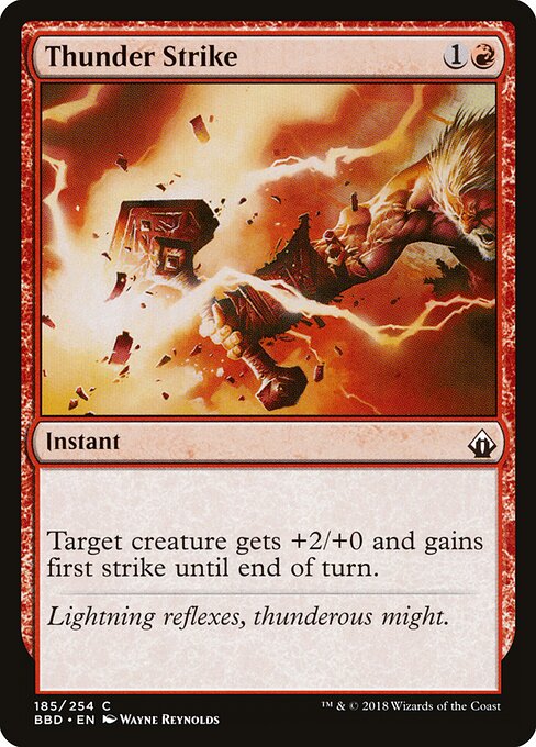 雷霆挥击 (Thunder Strike) - Battlebond (#185) - Illustrated by Wayne Reynolds - Magic: The Gathering Card