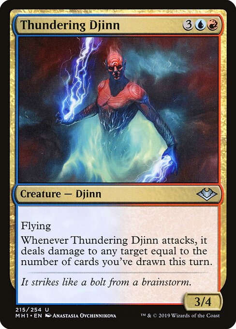 Thundering Djinn - Modern Horizons (#215) - Illustrated by Anastasia Ovchinnikova - Magic: The Gathering Card