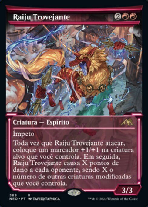 Raiju Tonante (Thundering Raiju) - Kamigawa: Neon Dynasty (#166) - Illustrated by Xavier Ribeiro - Magic: The Gathering Card