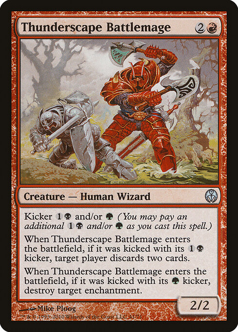 雷景学院の戦闘魔道士 (Thunderscape Battlemage) - Duel Decks: Phyrexia vs. the Coalition (#41) - Illustrated by Mike Ploog - Magic: The Gathering Card