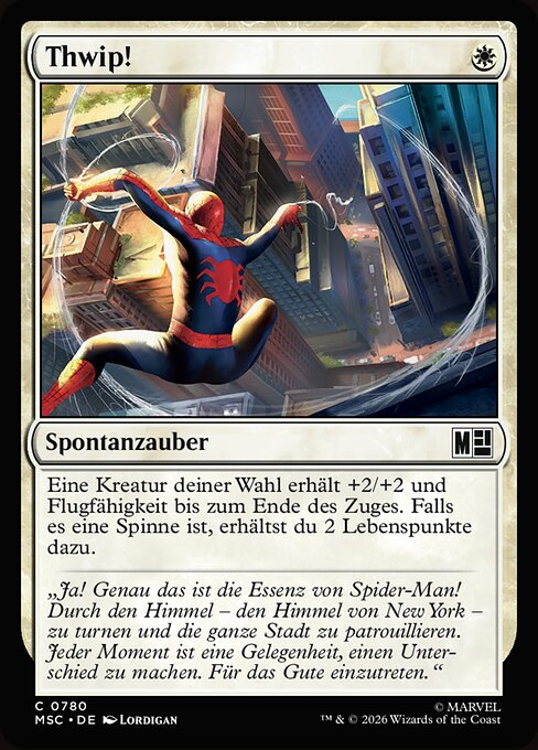 ピシュ！ (Thwip!) - Marvel Super Heroes Commander (#780) - Illustrated by Lordigan - Magic: The Gathering Card