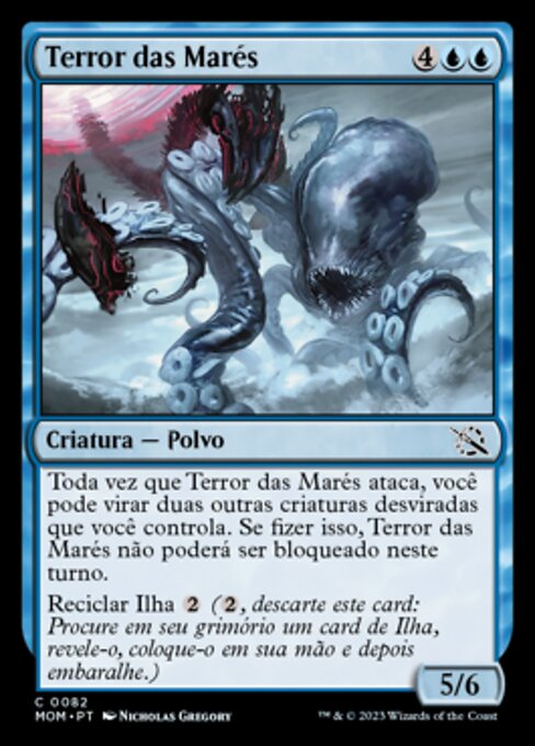 潮浪惧兽 (Tidal Terror) - March of the Machine (#82) - Illustrated by Nicholas Gregory - Magic: The Gathering Card
