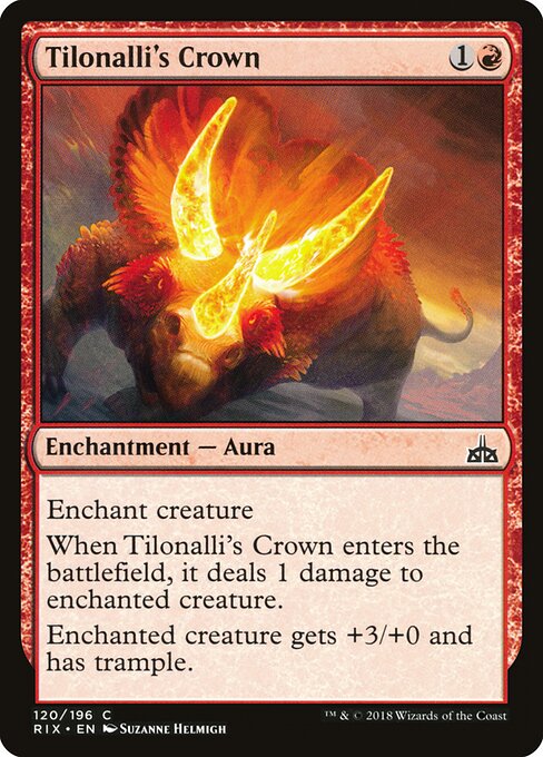 Корона Тилоналли (Tilonalli's Crown) - Rivals of Ixalan (#120) - Illustrated by Suzanne Helmigh - Magic: The Gathering Card