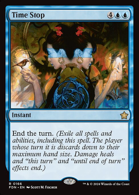 Time Stop - Foundations (#166) - Illustrated by Scott M. Fischer - Magic: The Gathering Card