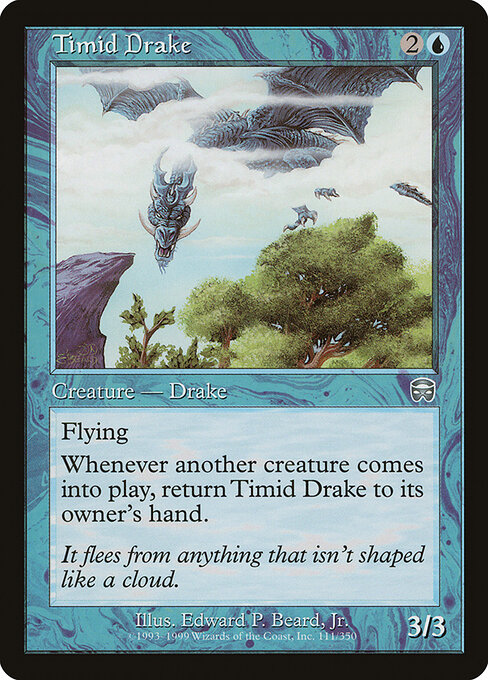 Timid Drake - Mercadian Masques (#111) - Illustrated by Edward P. Beard, Jr. - Magic: The Gathering Card